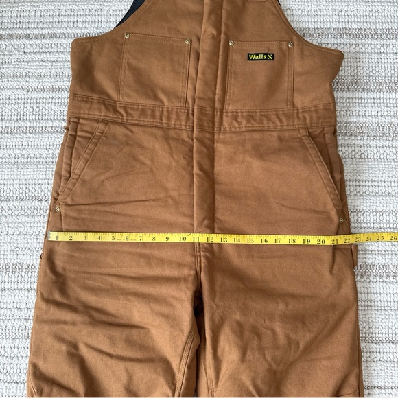 Walls Bib Overalls Mens Insulated Lined Canvas Duck Workwear Brown Excellent - Picture 13 of 16